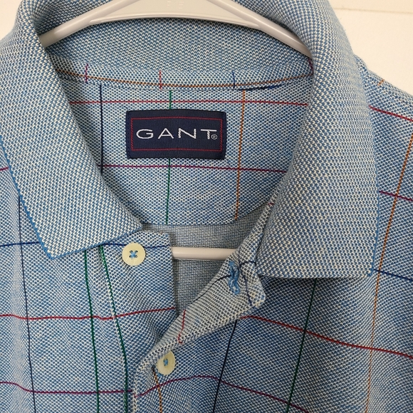 (173) Gant Men's Classic Short Sleeve Three Button Polo Shirt,Size: XXX, Blue - Picture 5 of 10